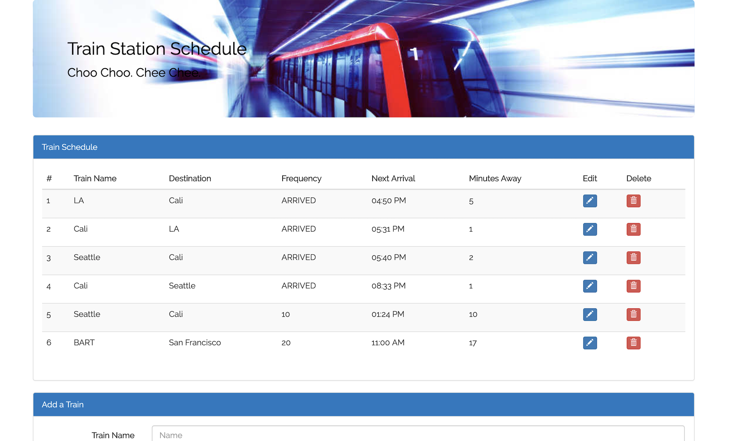 Train Scheduler Project